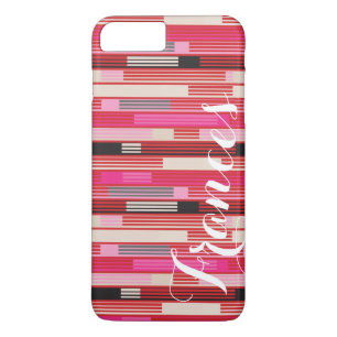 Koel rood beige zwart strepen Aangepaste Monogram iPhone 8/7 Plus Hoesje