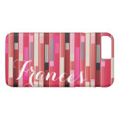 Koel rood beige zwart strepen Aangepaste Monogram Case-Mate iPhone Case (Achterkant (Horizontaal))