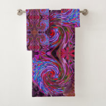 Koel rood, blauw en roze abstract bloemmotief