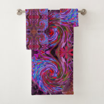 Koel rood, blauw en roze Abstracte Floral Swirl