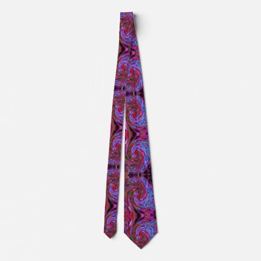 Koel rood, blauw en roze Abstracte Floral Swirl Stropdas (Achterkant)