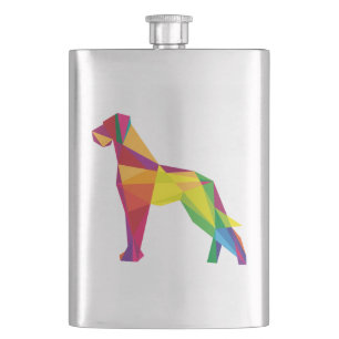 Koel rood en geel abstract Great Dane illustratie Heupfles