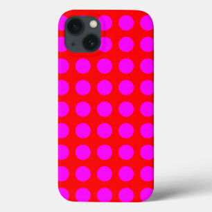 Koel rood en magenta gestippeld patroon iPhone 13 hoesje