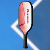 Koel rood en wit namaak alcohol inktsgietmonogram pickleball paddle