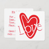 Koel Rood Hart Met LIEFDE Kaart (Voorkant / Achterkant)