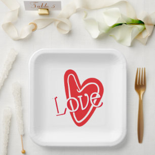 Koel Rood Hart Met LIEFDE Papieren Bordje