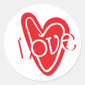 Koel Rood Hart Met LIEFDE Ronde Sticker (Voorkant)