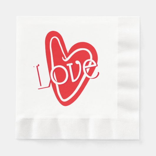 Koel Rood Hart Met LIEFDE Servet (Voorkant)