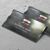 Koel Rood Monogram Metaalstaal Visitekaartje