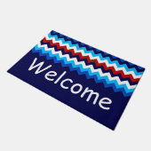 Koel Rood Wit Blauw Chevron Monogram Grote Deurmat (Schuin)