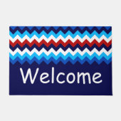 Koel Rood Wit Blauw Chevron Monogram Grote Deurmat (Voorkant)