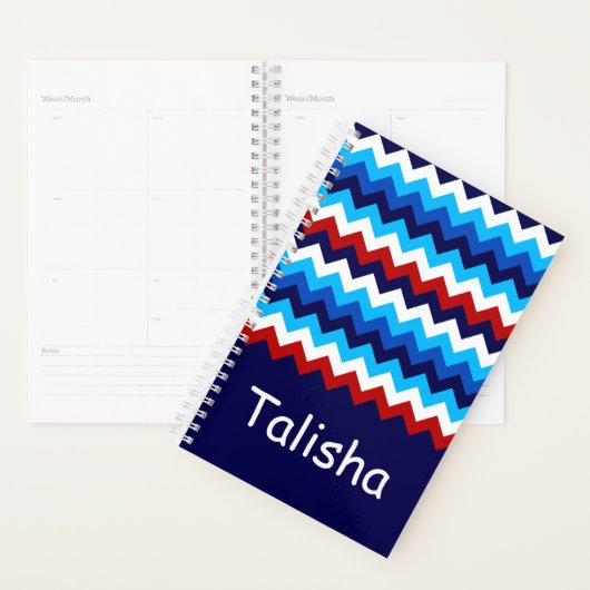Koel Rood Wit Blauw Chevron Monogram Kleine Planne Planner (Display)
