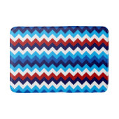 Koel Rood Wit Blauw Chevron Print Medium Badmat (Voorkant)