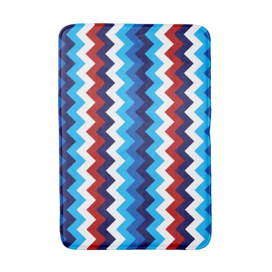 Koel Rood Wit Blauw Chevron Print Medium Badmat (Voorkant Verticaal)