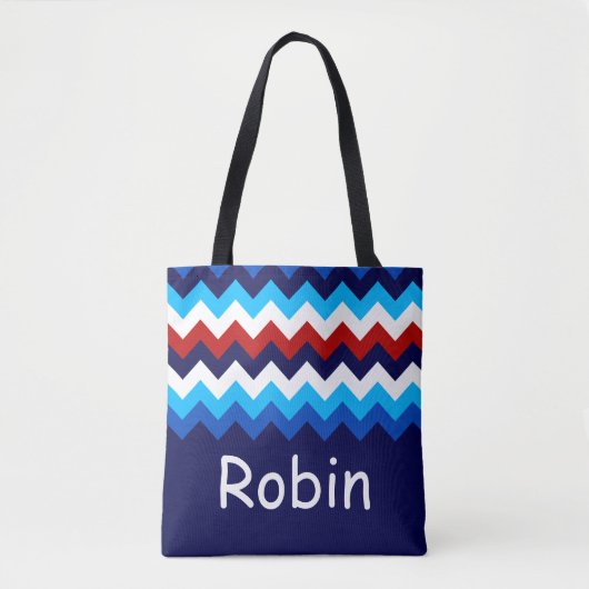 Koel Rood Wit Blauw Chevrons Monogram Canvas tas (Voorkant)