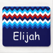 Koel Rood Wit Blauw Chevrons Monogram Muismat (Voorkant)