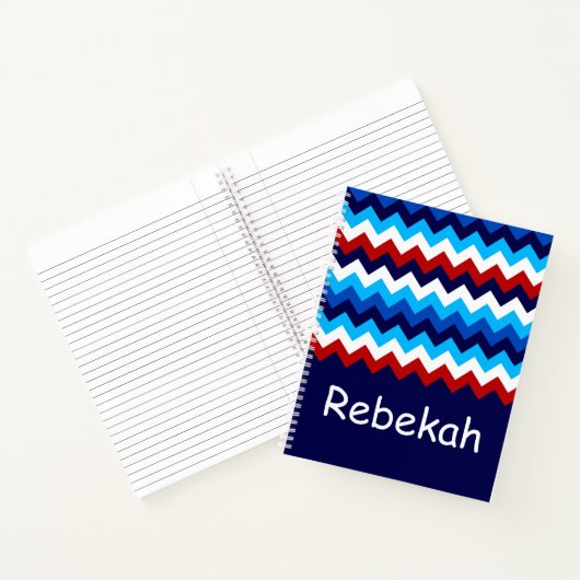 Koel Rood Wit Blauw Chevrons Monogram Notitieboek (Binnen)