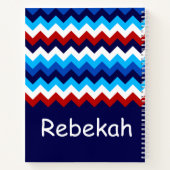 Koel Rood Wit Blauw Chevrons Monogram Notitieboek (Achterkant)