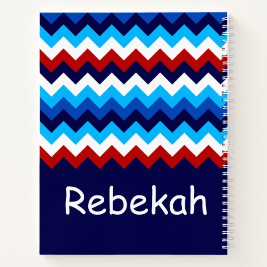 Koel Rood Wit Blauw Chevrons Monogram Notitieboek (Achterkant)