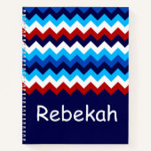 Koel Rood Wit Blauw Chevrons Monogram Notitieboek (Voorkant)