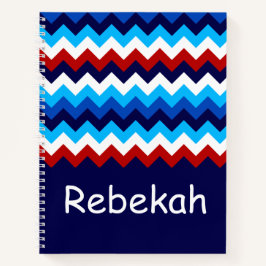 Koel Rood Wit Blauw Chevrons Monogram Notitieboek