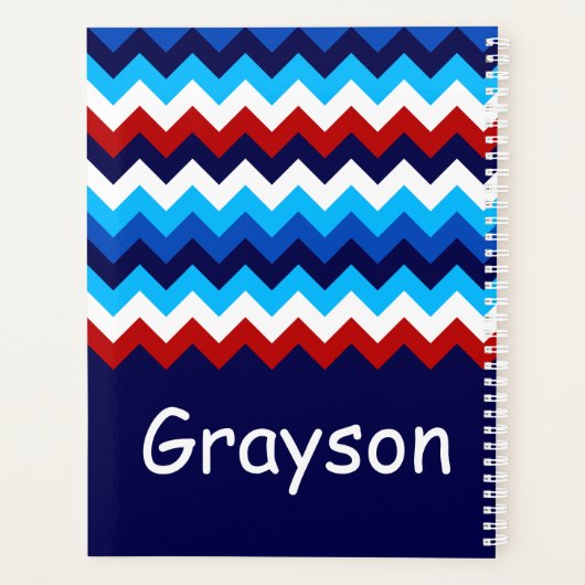 Koel Rood Wit Blauw Chevrons Monogram Planner (Achterkant)