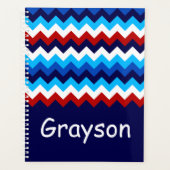 Koel Rood Wit Blauw Chevrons Monogram Planner (Voorkant)
