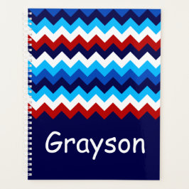 Koel Rood Wit Blauw Chevrons Monogram Planner