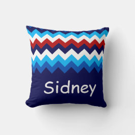 Koel Rood Wit Blauw Chevrons Monogram Sierkussen