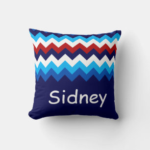 Koel Rood Wit Blauw Chevrons Monogram Sierkussen