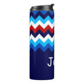 Koel Rood Wit Blauw Chevrons Monogram Tumbler Thermosbeker (Gedraaid links)