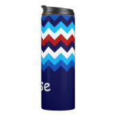 Koel Rood Wit Blauw Chevrons Monogram Tumbler Thermosbeker (Geroteerd rechts)