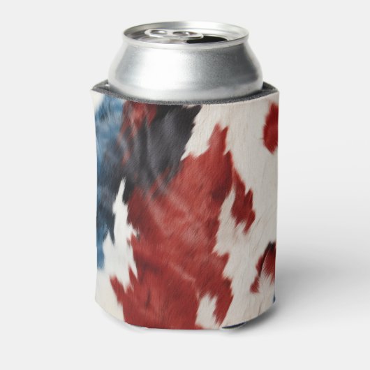 Koel Rood Wit Blauwe Koeienprint Blikjeskoeler (Blikje Achterkant)