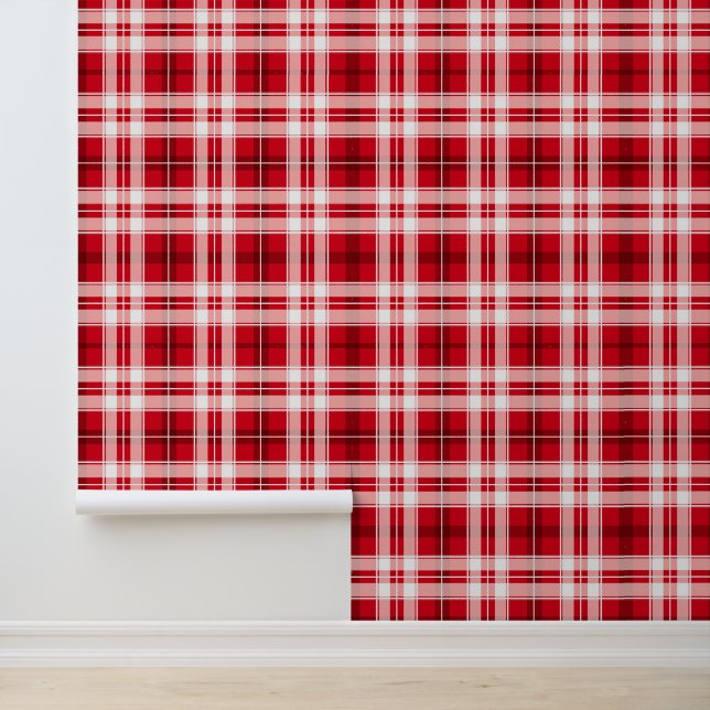 Koel rood wit plaid patroon behang (Applicatie)