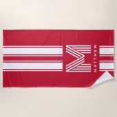 Koel Rood Wit Racer Streep Monogram Strandlaken (Voorkant)