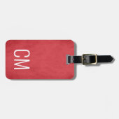 Koel rood wit vet monogram bagagelabel (Voorkant horizontaal)