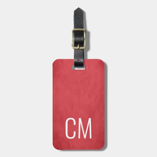 Koel rood wit vet monogram bagagelabel (Voorkant verticaal)