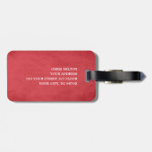 Koel rood wit vet monogram bagagelabel (Achterkant horizontaal)