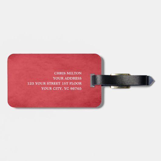 Koel rood wit vet monogram bagagelabel (Achterkant horizontaal)