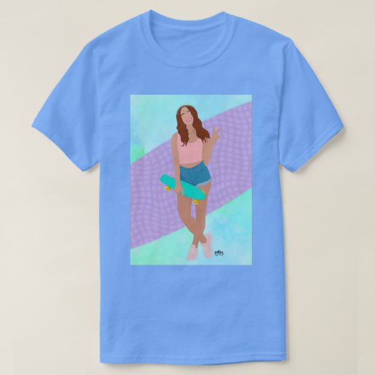 Koel roodbaars met skateboard t-shirt (Design voorkant)