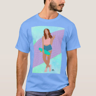 Koel roodbaars met skateboard t-shirt