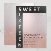 Koel roos goud moderne simpele typografie-uitnodig kaart (Voorkant / Achterkant)