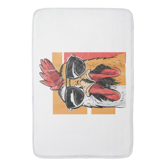 Koel Rooster met zonnebrillen Retro Chic Badmat (Voorkant Verticaal)
