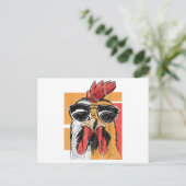 Koel Rooster met zonnebrillen Retro Chic Briefkaart (Staand voorkant)