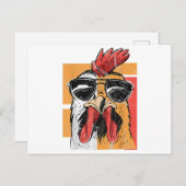 Koel Rooster met zonnebrillen Retro Chic Briefkaart (Voorkant / Achterkant)