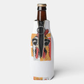 Koel Rooster met zonnebrillen Retro  Chic Flesjeskoeler (Fles Achterkant)