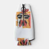 Koel Rooster met zonnebrillen Retro  Chic Flesjeskoeler (Achterkant)