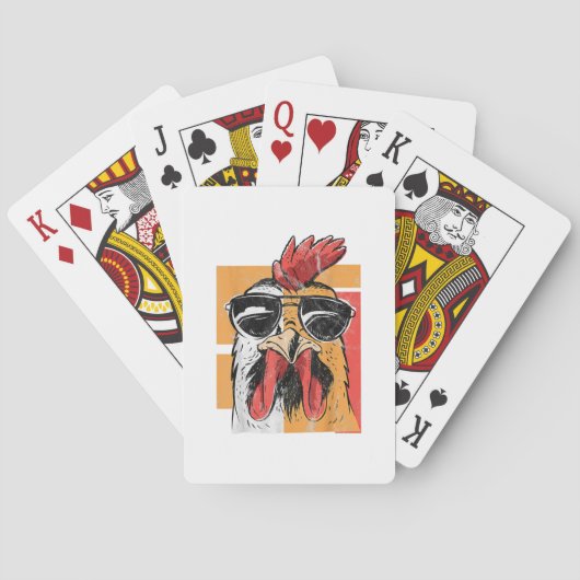 Koel Rooster met zonnebrillen Retro Chic Pokerkaarten (Achterkant)