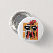 Koel Rooster met zonnebrillen Retro Chic Ronde Button 3,2 Cm (Voorkant /achterkant)