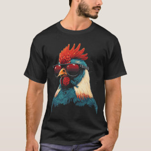 Koel Rooster met zonnebrillen Retro  Chic T-shirt